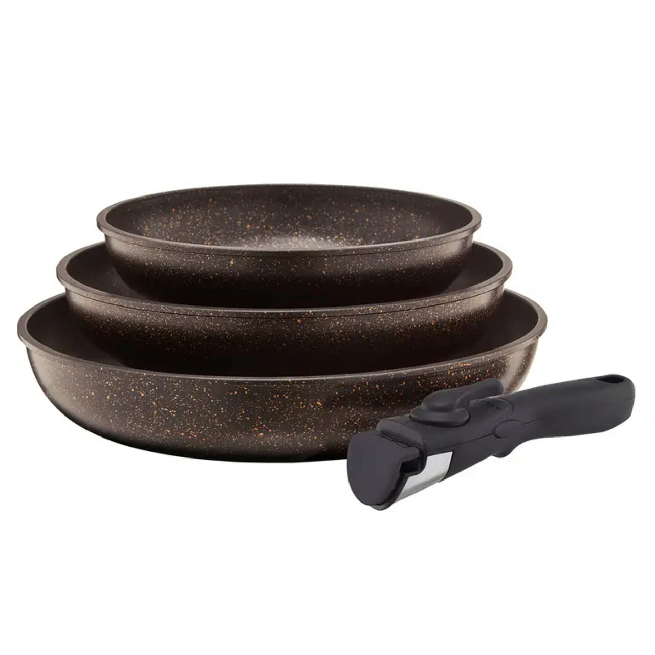 Set 3 tigai cu maner detasabil Gold, Ambition, 20/24/28 cm, aluminiu forjat, invelis Qualum Stone - imagine 7
